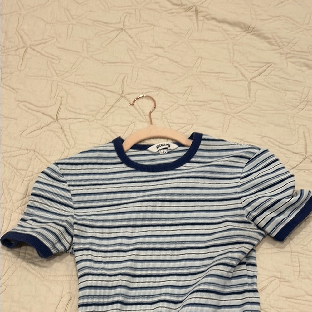 Rollas Ribbed Striped Shirt - Blue and White